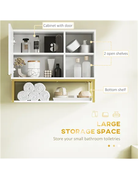 kleankin 4 Piece Bathroom Furniture Set, Freestanding Tall Bathroom Cabinet, Under Sink Storage Cabinet, 2 Wall Mounted Cabinets