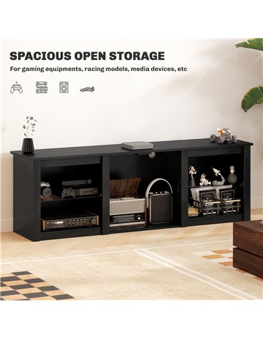 HOMCOM 65" TV Stand, with LED Lights and Storage - Black