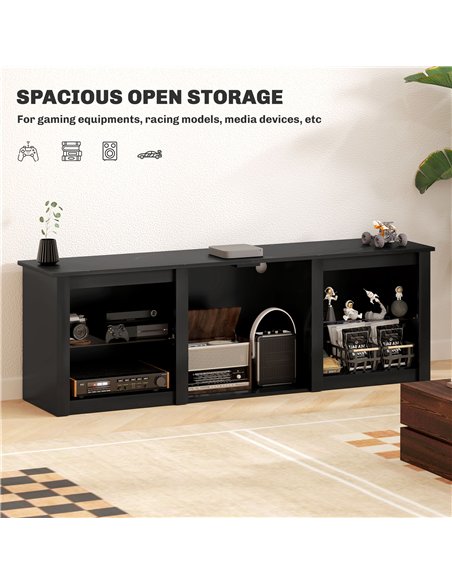 HOMCOM 65" TV Stand, with LED Lights and Storage - Black