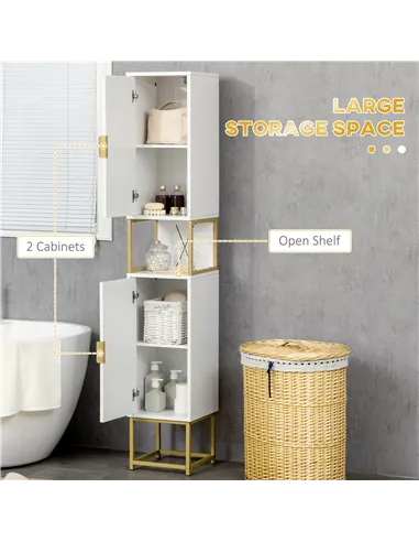 kleankin 4 Piece Bathroom Furniture Set, Freestanding Tall Bathroom Cabinet, Under Sink Storage Cabinet, 2 Wall Mounted Cabinets