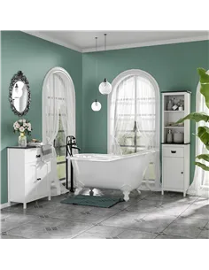 kleankin Bathroom Furniture Set, Bathroom Floor Cabinet with Drawer and Double Door, Tall Bathroom Cabinet with Drawer and Adjus 2