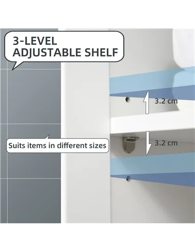 kleankin Bathroom Furniture Set, Bathroom Floor Cabinet with Drawer and Double Door, Tall Bathroom Cabinet with Drawer and Adjus