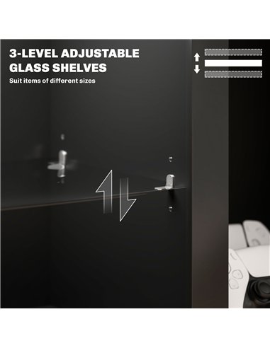 HOMCOM 65" TV Stand, with LED Lights and Storage - Black