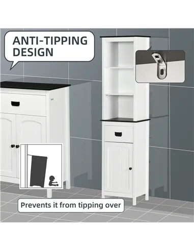 kleankin Bathroom Furniture Set, Bathroom Floor Cabinet with Drawer and Double Door, Tall Bathroom Cabinet with Drawer and Adjus