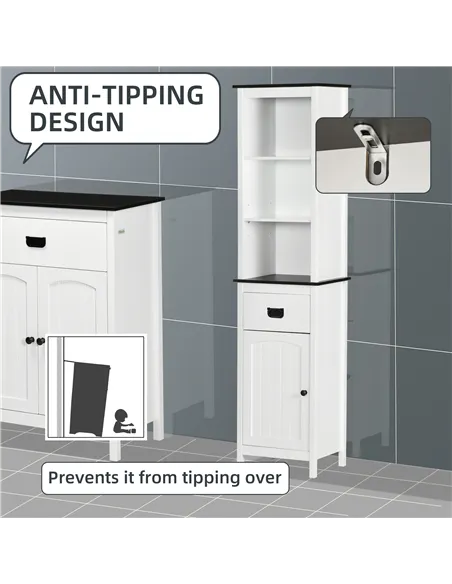 kleankin Bathroom Furniture Set, Bathroom Floor Cabinet with Drawer and Double Door, Tall Bathroom Cabinet with Drawer and Adjus