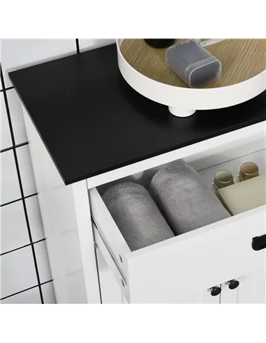 kleankin Bathroom Furniture Set, Bathroom Floor Cabinet with Drawer and Double Door, Tall Bathroom Cabinet with Drawer and Adjus