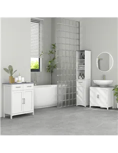 kleankin Bathroom Furniture Set with Adjustable Shelves, Tall Bathroom Storage Cabinet with Open Shelves, Bathroom Floor Cabinet 2