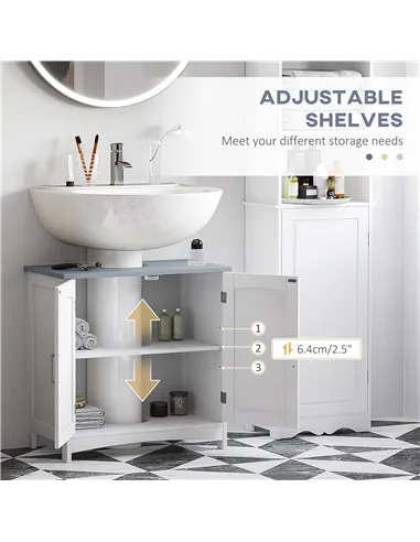 kleankin Bathroom Furniture Set with Adjustable Shelves, Tall Bathroom Storage Cabinet with Open Shelves, Bathroom Floor Cabinet