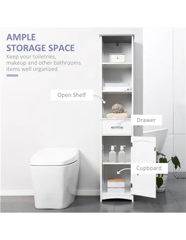 kleankin Bathroom Furniture Set with Adjustable Shelves, Tall Bathroom Storage Cabinet with Open Shelves, Bathroom Floor Cabinet