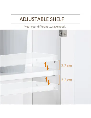 kleankin Bathroom Furniture Set, Mirror Cabinet Wall Mounted with Adjustable Shelf, Bathroom Sink Cabinet with Storage, White an