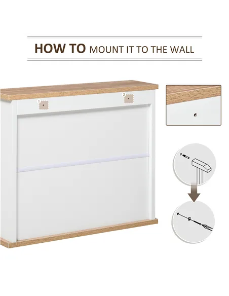 kleankin Bathroom Furniture Set, Mirror Cabinet Wall Mounted with Adjustable Shelf, Bathroom Sink Cabinet with Storage, White an