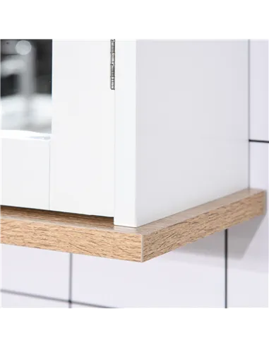 kleankin Bathroom Furniture Set, Mirror Cabinet Wall Mounted with Adjustable Shelf, Bathroom Sink Cabinet with Storage, White an