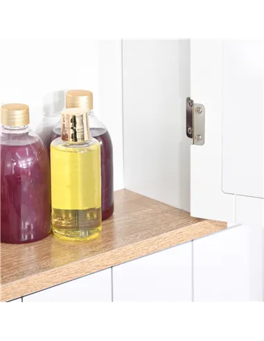 kleankin Bathroom Furniture Set, Mirror Cabinet Wall Mounted with Adjustable Shelf, Bathroom Sink Cabinet with Storage, White an