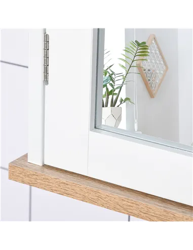 kleankin Bathroom Furniture Set, Mirror Cabinet Wall Mounted with Adjustable Shelf, Bathroom Sink Cabinet with Storage, White an