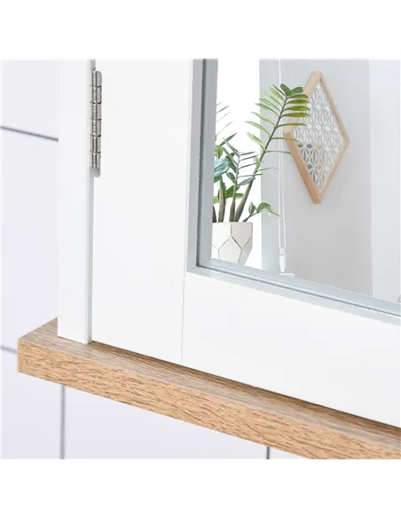 kleankin Bathroom Furniture Set, Mirror Cabinet Wall Mounted with Adjustable Shelf, Bathroom Sink Cabinet with Storage, White an