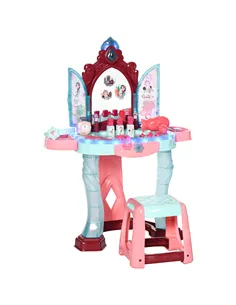 AIYAPLAY 31 Piece Kids Dressing Playset, with Magical Princess Mirror, Light and Sound - Pink and Blue