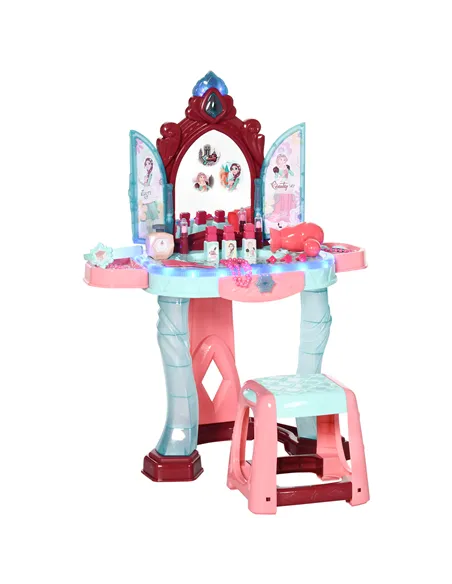 AIYAPLAY 31 Piece Kids Dressing Playset, with Magical Princess Mirror, Light and Sound - Pink and Blue