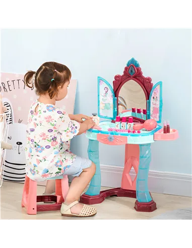 AIYAPLAY 31 Piece Kids Dressing Playset, with Magical Princess Mirror, Light and Sound - Pink and Blue