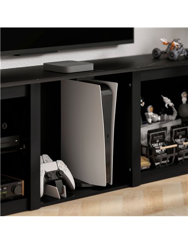 HOMCOM 65" TV Stand, with LED Lights and Storage - Black