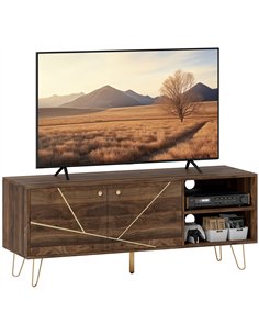 HOMCOM TV Stand Cabinet for up to 60 Inch TV, Modern 130cm TV Unit with Adjustable Shelves and Hairpin Legs, Double Door TV Cabi