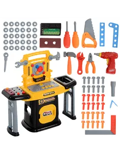 AIYAPLAY 102-Piece Kids Tool Bench with Electric Drill, Storage for Ages 3-6 Years, Yellow