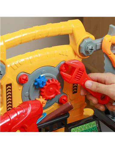 AIYAPLAY 102-Piece Kids Tool Bench with Electric Drill, Storage for Ages 3-6 Years, Yellow