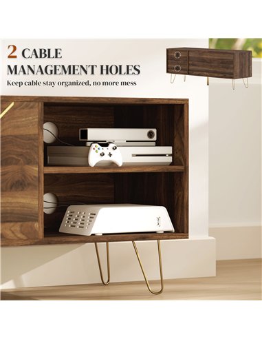 HOMCOM TV Stand Cabinet for up to 60 Inch TV, Modern 130cm TV Unit with Adjustable Shelves and Hairpin Legs, Double Door TV Cabi