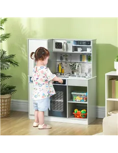 AIYAPLAY Pretend Play Toy Kitchen, Kids Kitchen Playset w/ Sounds, Lights, Running Water, Coffee Maker, Refrigerator 2