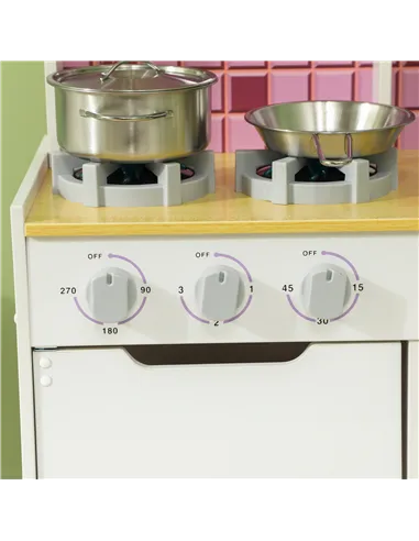 AIYAPLAY Kids Play Kitchen, Pretend Play Kitchen with Realistic Oven, Stove, Sink, Kitchen, Accessories, White