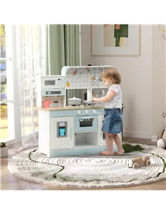 AIYAPLAY Toy Kitchen, Pretend Role Play Kitchen with Hob, Sound, Light, Coffee Machine, Ice Maker, Microwave 2