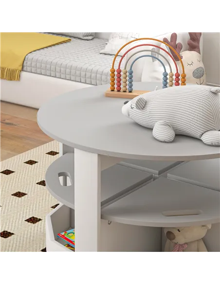 AIYAPLAY Five-Piece Kids Table and Chairs Set with Storage, for Ages 3-8 Years, Grey