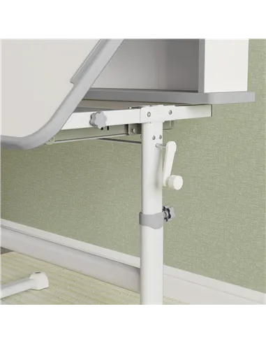 AIYAPLAY Height Adjustable Kids Desk and Chair Set, Children School Study Desk with Tiltable Desktop, Reading Rack, Grey