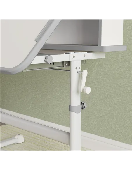 AIYAPLAY Height Adjustable Kids Desk and Chair Set, Children School Study Desk with Tiltable Desktop, Reading Rack, Grey