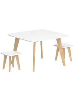 AIYAPLAY Kids Table and Chair Set, 3-Piece Toddler Furniture Set for Playroom, Bedroom, Ages 3-8 Years, White