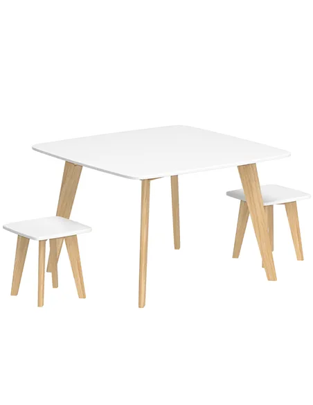AIYAPLAY Kids Table and Chair Set, 3-Piece Toddler Furniture Set for Playroom, Bedroom, Ages 3-8 Years, White