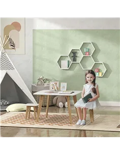 AIYAPLAY Kids Table and Chair Set, 3-Piece Toddler Furniture Set for Playroom, Bedroom, Ages 3-8 Years, White 2