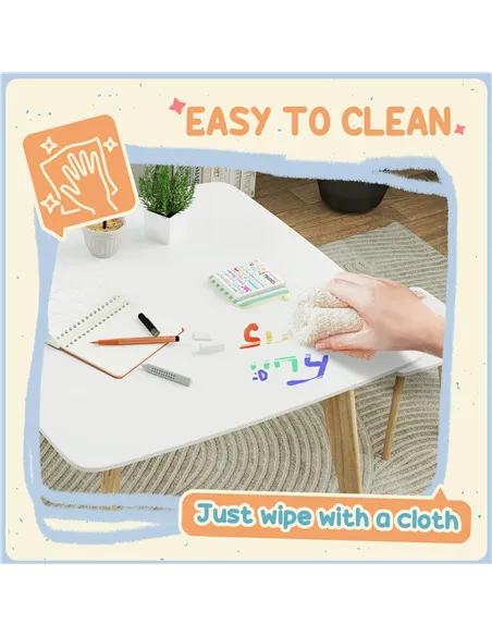 AIYAPLAY Kids Table and Chair Set, 3-Piece Toddler Furniture Set for Playroom, Bedroom, Ages 3-8 Years, White