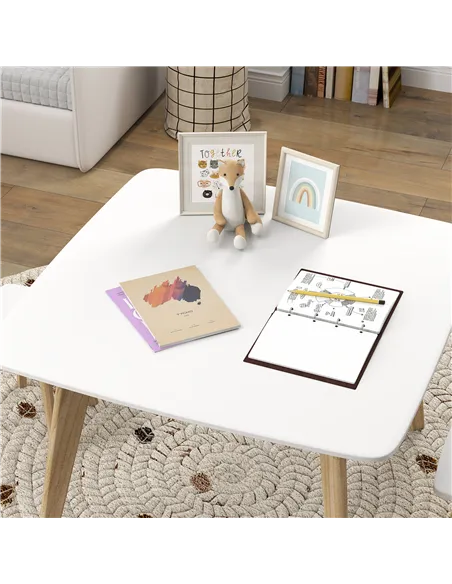 AIYAPLAY Kids Table and Chair Set, 3-Piece Toddler Furniture Set for Playroom, Bedroom, Ages 3-8 Years, White