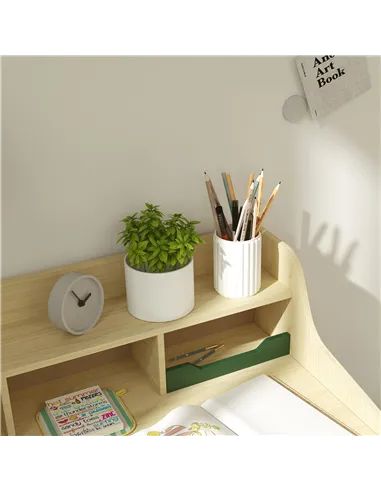 AIYAPLAY Kids Desk and Chair Set with Storage Shelves and Drawer, Green