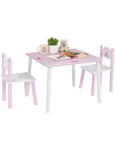 AIYAPLAY Princess-Designed Kids Table and Chairs Set for Activity, Art, Drawing, Toddler Table and Chairs Set for Playroom