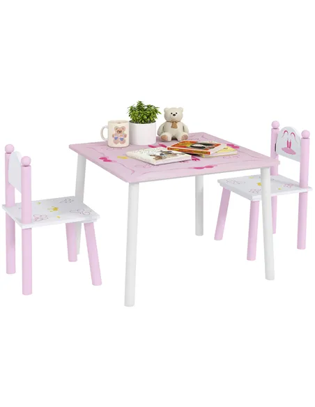 AIYAPLAY Princess-Designed Kids Table and Chairs Set for Activity, Art, Drawing, Toddler Table and Chairs Set for Playroom