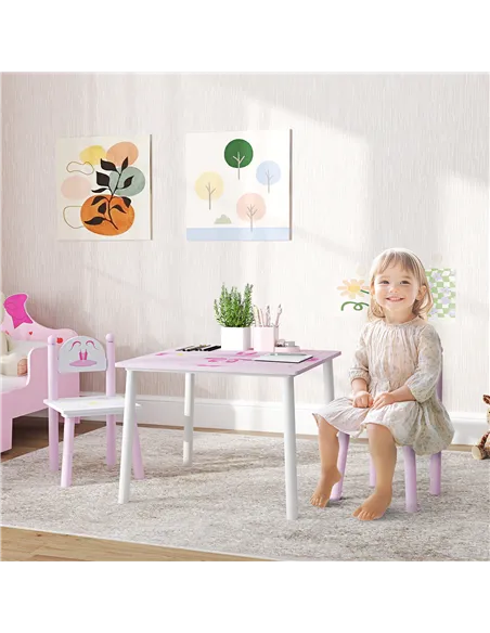 AIYAPLAY Princess-Designed Kids Table and Chairs Set for Activity, Art, Drawing, Toddler Table and Chairs Set for Playroom