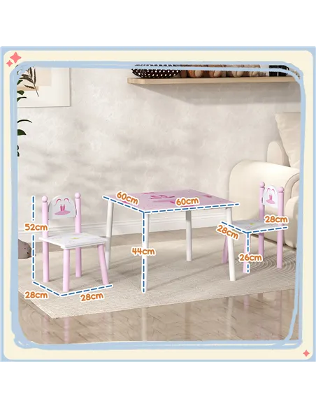 AIYAPLAY Princess-Designed Kids Table and Chairs Set for Activity, Art, Drawing, Toddler Table and Chairs Set for Playroom
