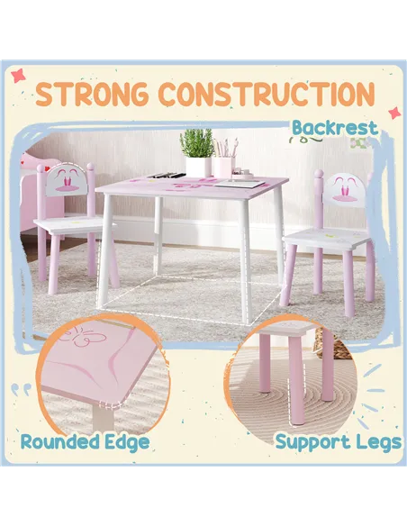AIYAPLAY Princess-Designed Kids Table and Chairs Set for Activity, Art, Drawing, Toddler Table and Chairs Set for Playroom