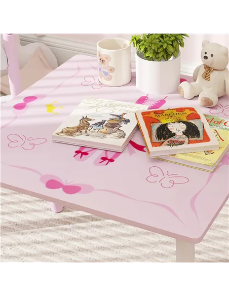 AIYAPLAY Princess-Designed Kids Table and Chairs Set for Activity, Art, Drawing, Toddler Table and Chairs Set for Playroom