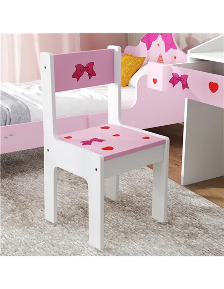 AIYAPLAY Children Study Table and Chair, Kids Desk and Chair Set with Storage, Pull-Out Drawer, for Ages 3-6 Years, Pink