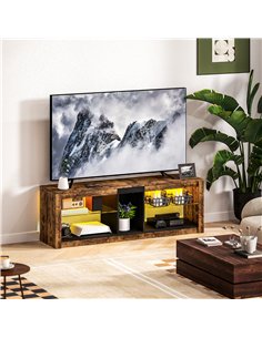 HOMCOM TV Stand Cabinet with LED Lights and Remote Control for TVs up to 65", Entertainment Centre with Storage Shelves and Comp 2