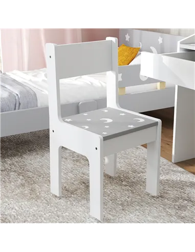 AIYAPLAY Children Study Table and Chair, Kids Desk and Chair Set with Storage, Pull-Out Drawer, for Ages 3-6 Years, Grey