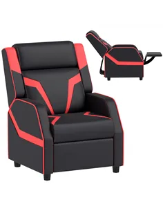 AIYAPLAY 2 in 1 Kids Chair Recliner with Backrest, Armrest, Footrest, PU Leather, for 3-9 Years Old, Black