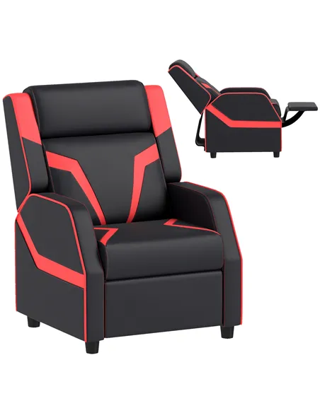 AIYAPLAY 2 in 1 Kids Chair Recliner with Backrest, Armrest, Footrest, PU Leather, for 3-9 Years Old, Black